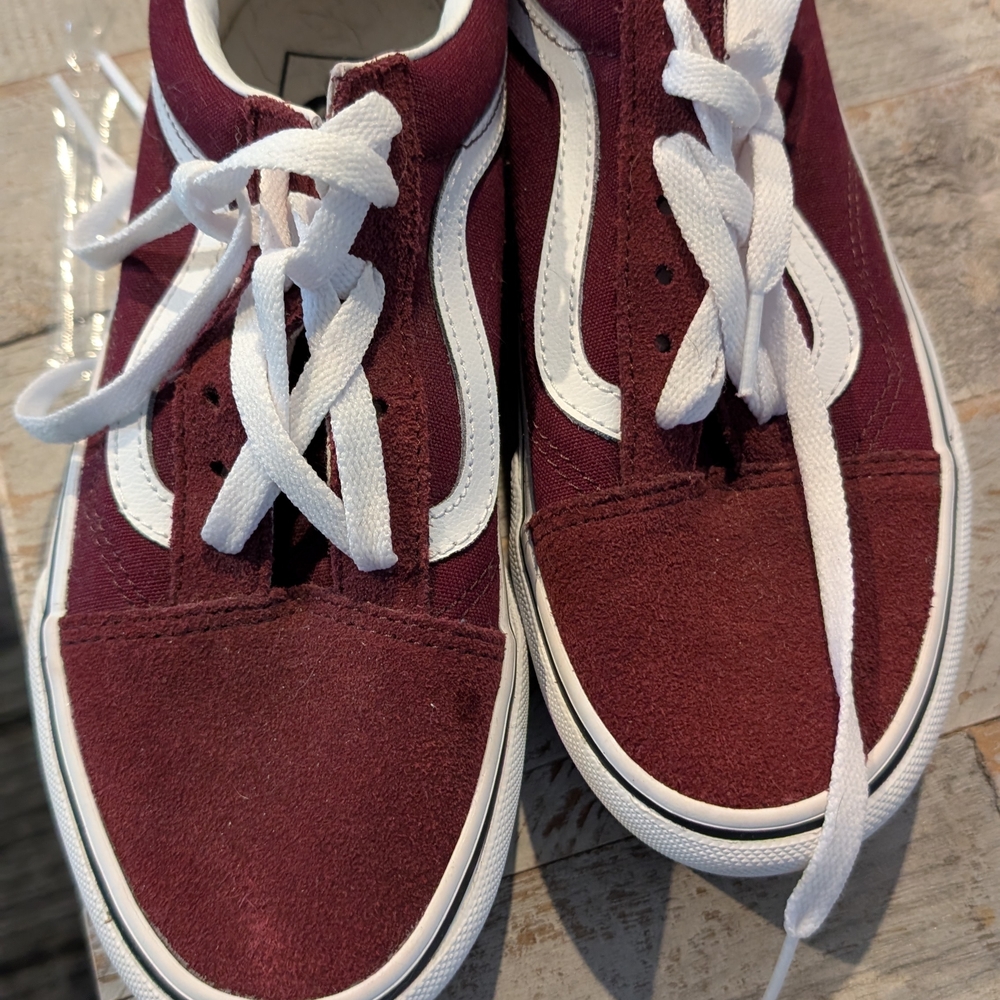 Burgundy and White Sneakers